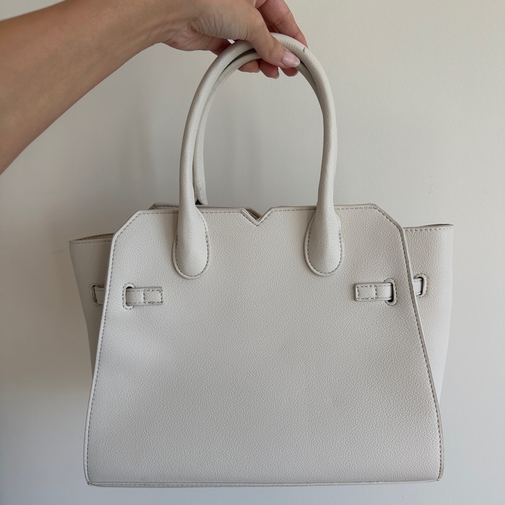Altar’d State White Faux Leather Slouchy Shoulder bag with gold accents - Picture 2 of 5